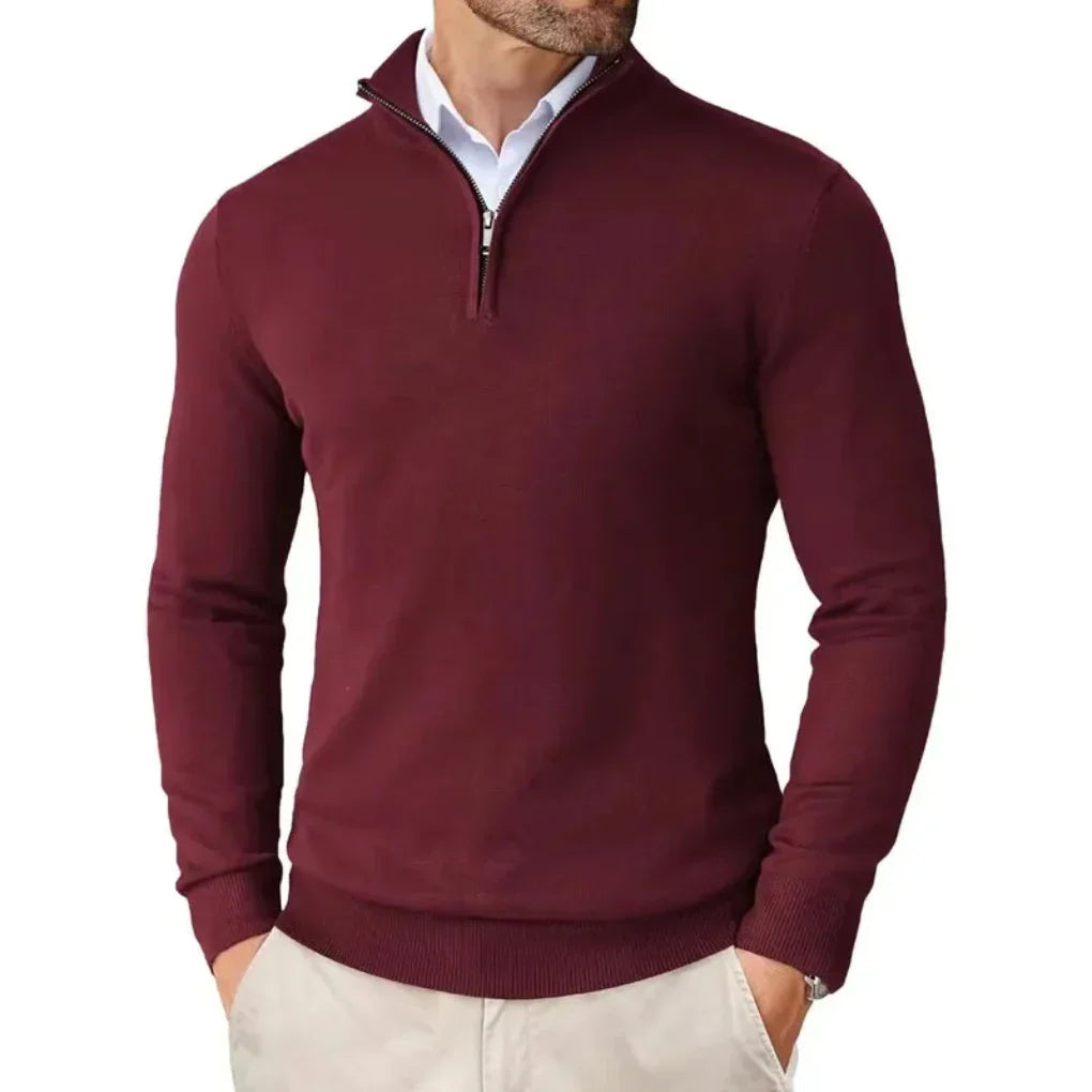 Adrian – Herren Pullover mit Reißverschluss Stehkragen