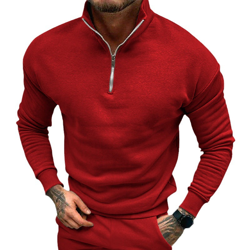 Leon - Herrenpullover mit Stehkragen und halbem Reißverschluss