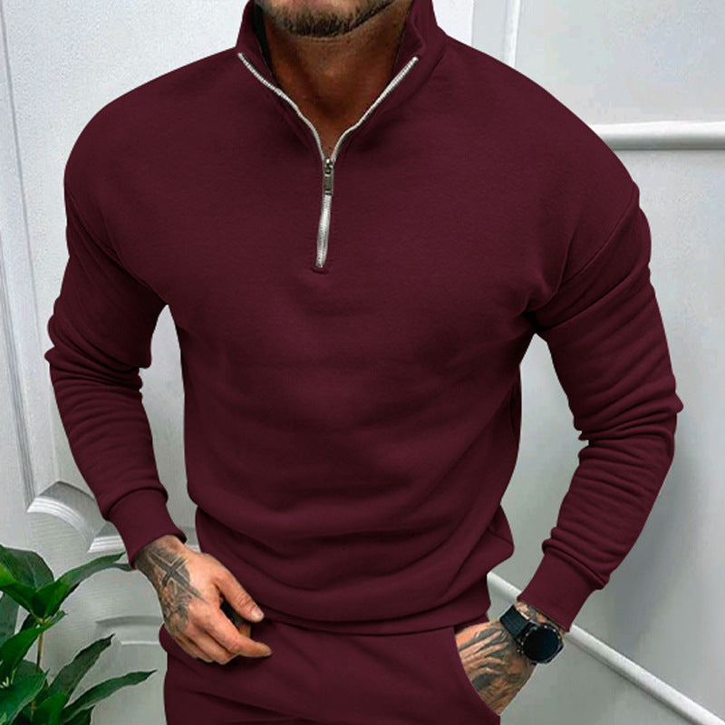 Leon - Herrenpullover mit Stehkragen und halbem Reißverschluss