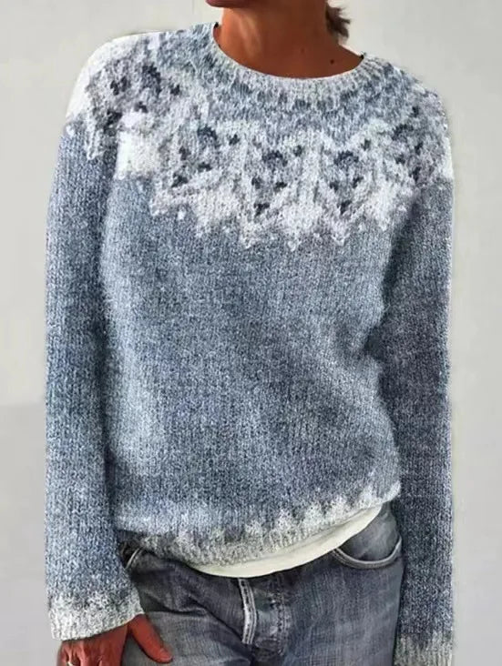 Ella – Bunter Strickpullover mit Rundhalsausschnitt Damen