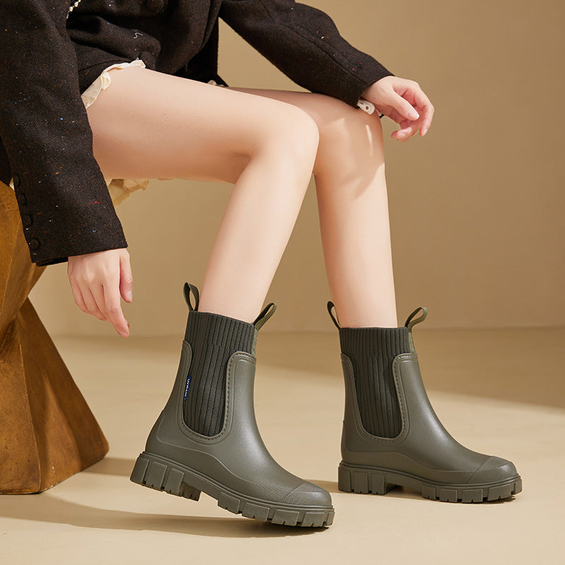 Lina - Damen Chelsea Boots mit Profilsohle und elastischem Schaft