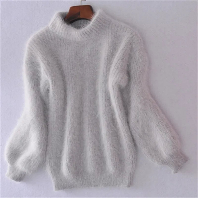 Sophia - Damen kaschmir Strickpullover mit Ballonärmeln