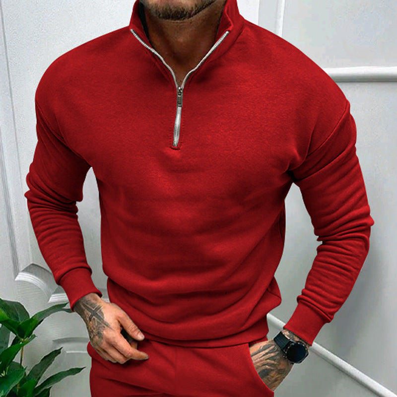 Leon - Herrenpullover mit Stehkragen und halbem Reißverschluss