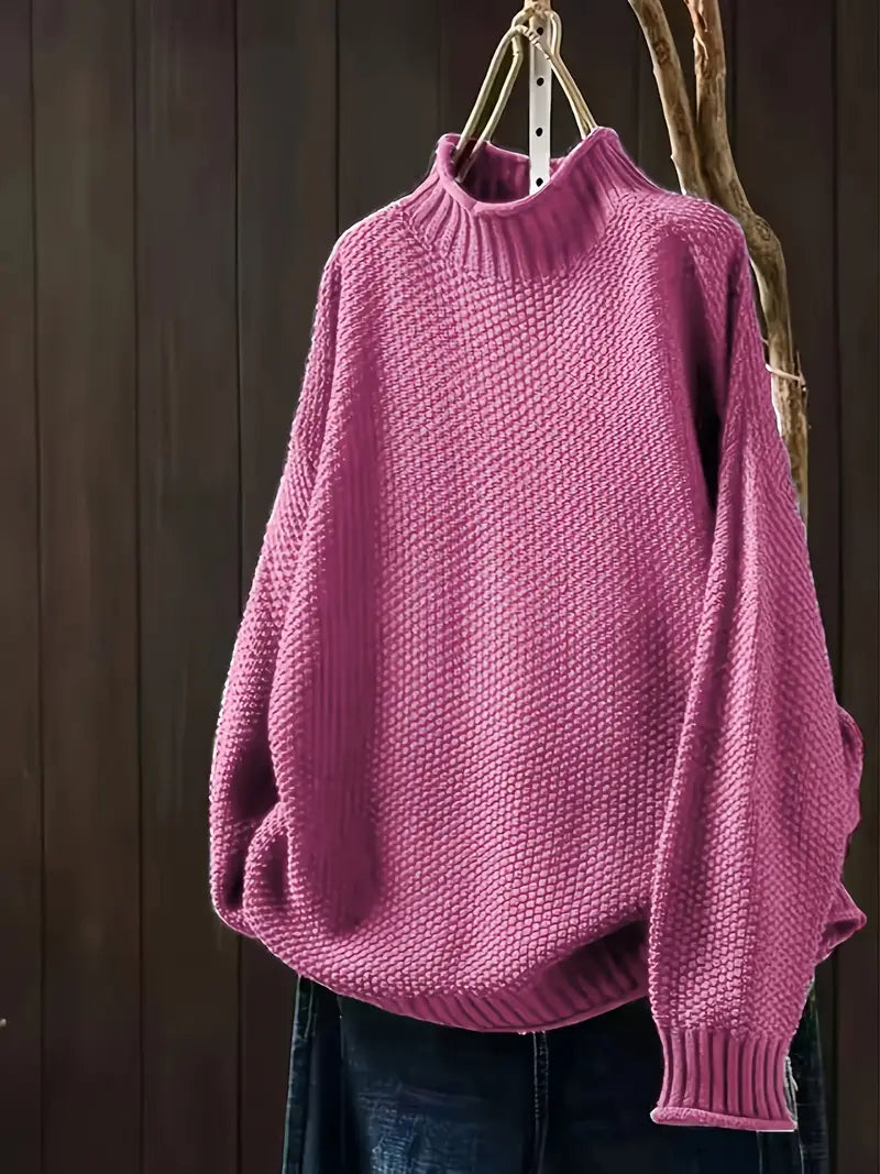 Sophie - Damen Pullover mit Stehkragen und Strukturmuster