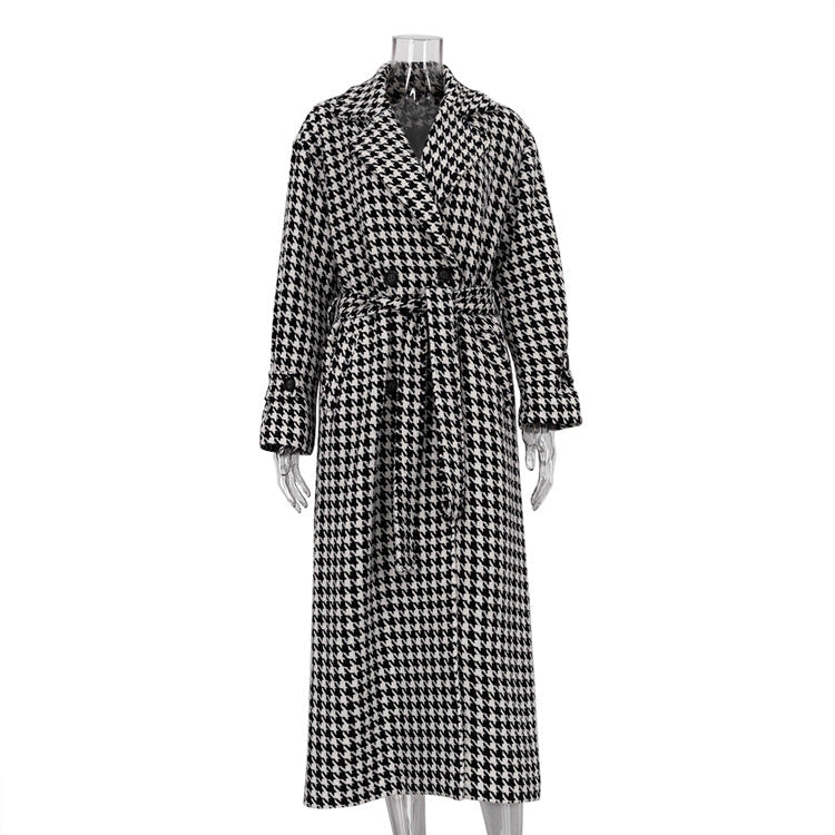 Sofia – Damen Mantel mit Hahnentritt-Muster Oversize