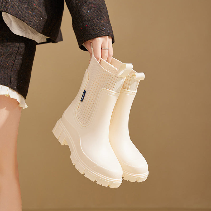 Lina - Damen Chelsea Boots mit Profilsohle und elastischem Schaft
