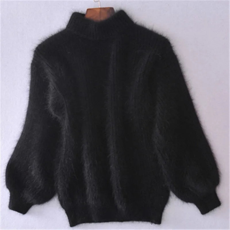 Sophia - Damen kaschmir Strickpullover mit Ballonärmeln