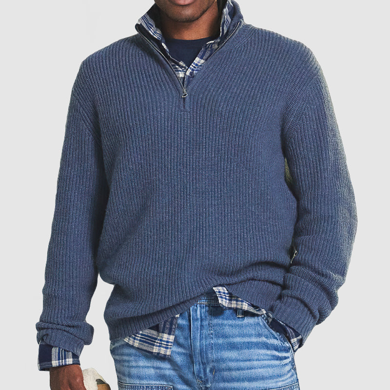 Maren –Pullover mit halbem Reißverschluss und Stehkragen
