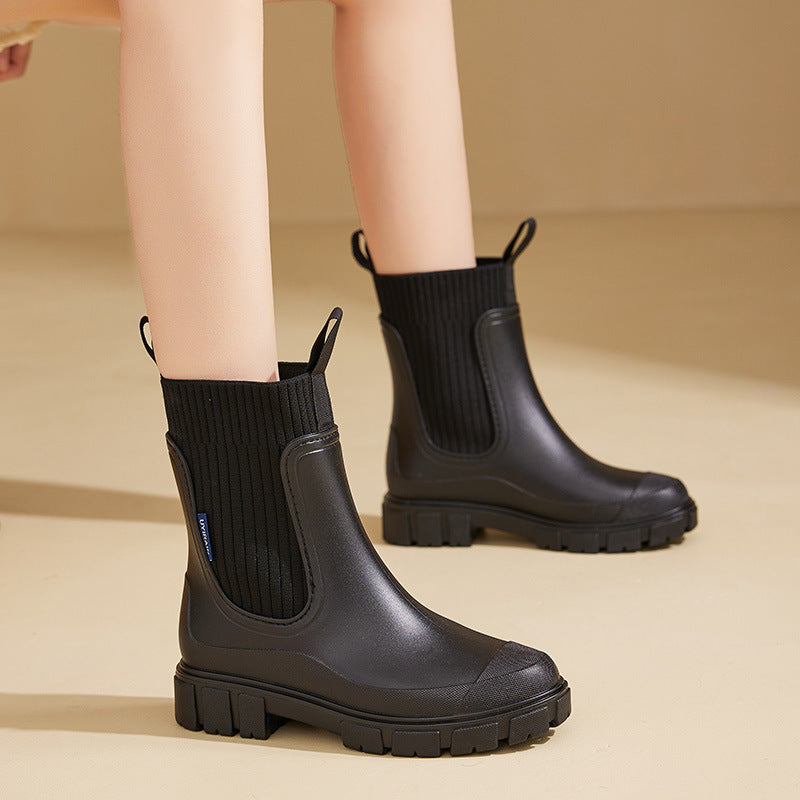 Lina - Damen Chelsea Boots mit Profilsohle und elastischem Schaft