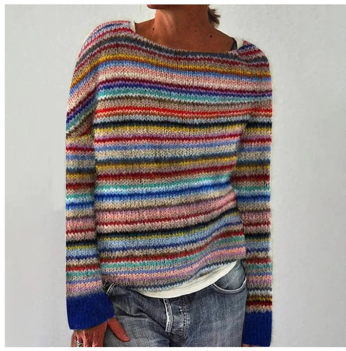Ella – Bunter Strickpullover mit Rundhalsausschnitt Damen