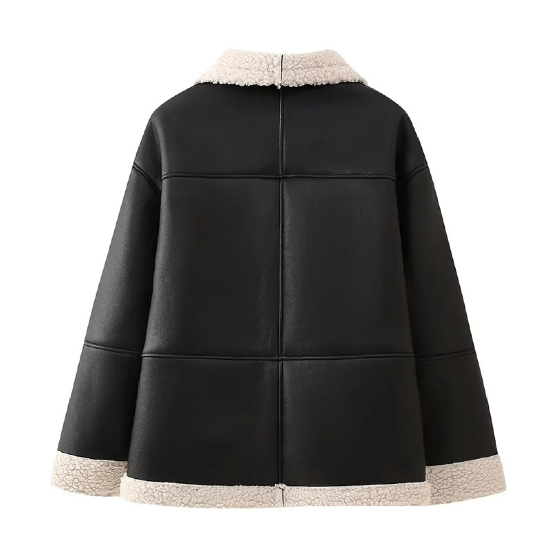 Alina - Damen Lammfelljacke mit Reißverschluss und Umlegekragen Winter