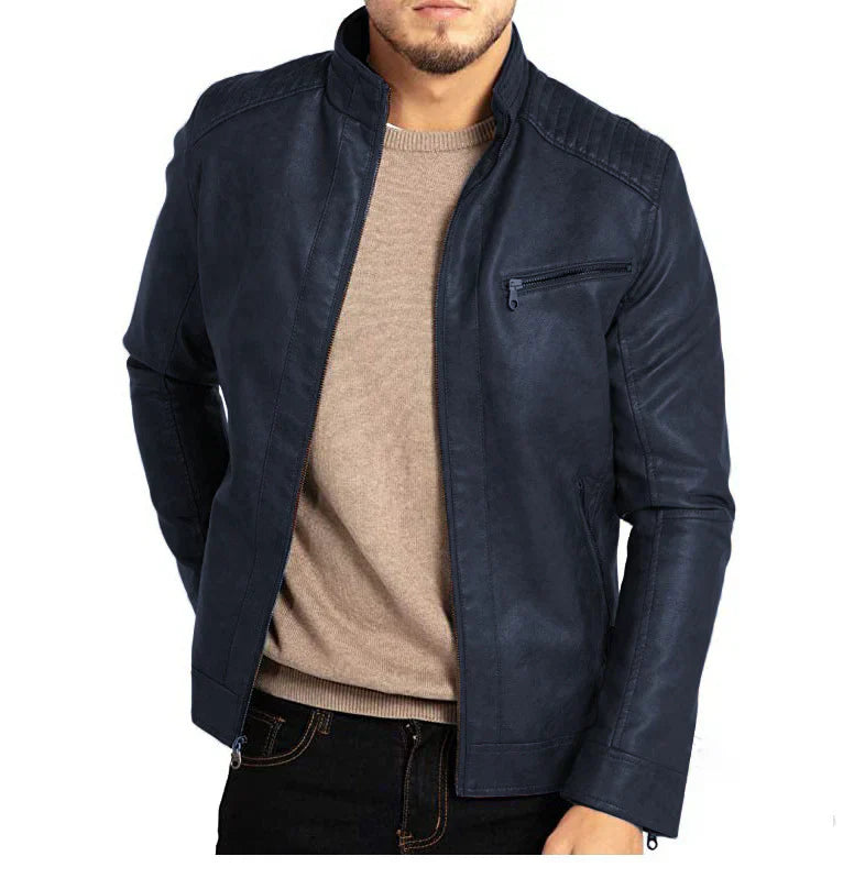 Liam – Herren Bikerjacke mit Reißverschluss und Stehkragen