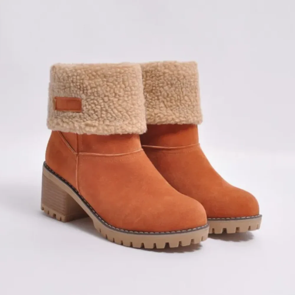 Lea - Damen Stiefeletten mit Fellfutter und Blockabsatz