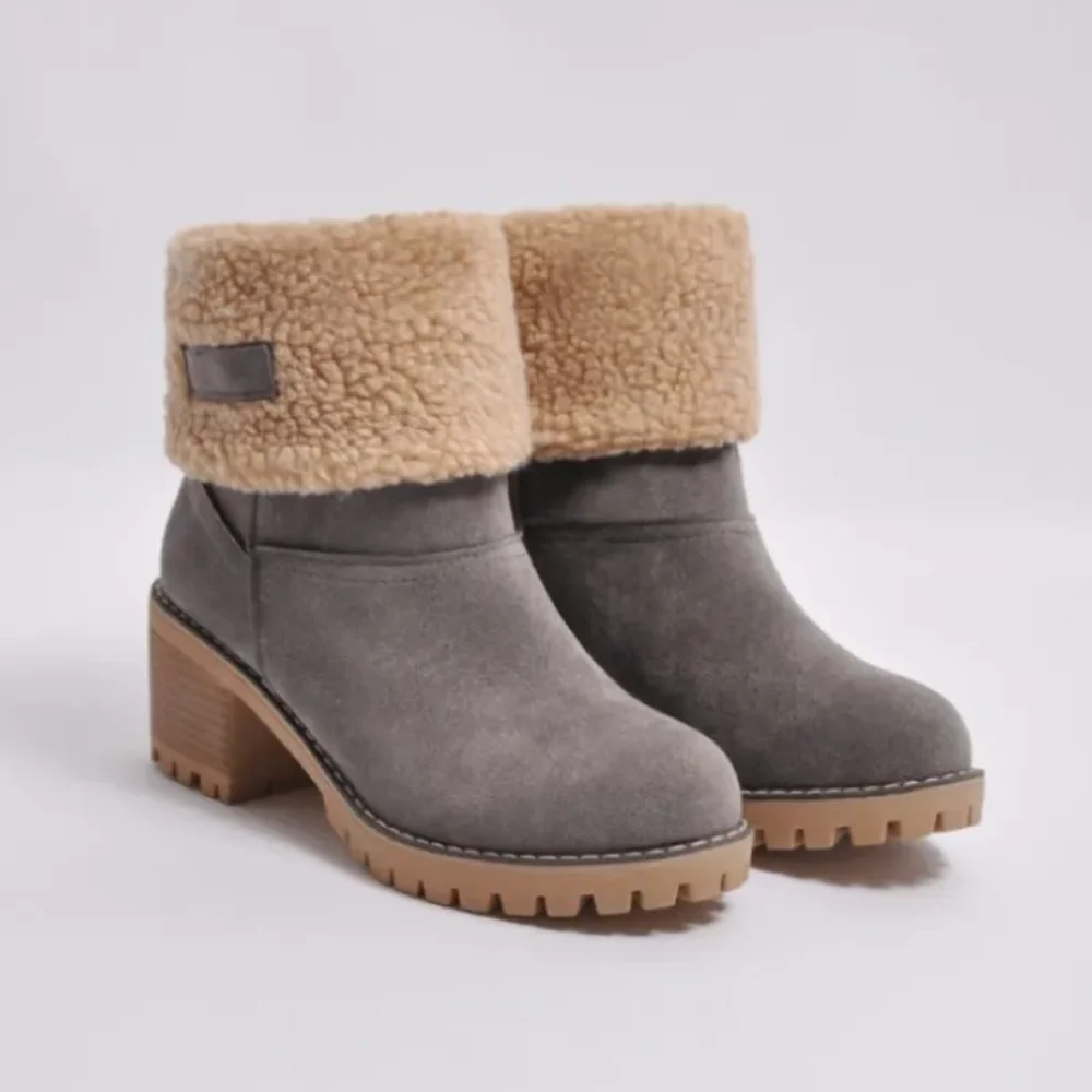 Lea - Damen Stiefeletten mit Fellfutter und Blockabsatz