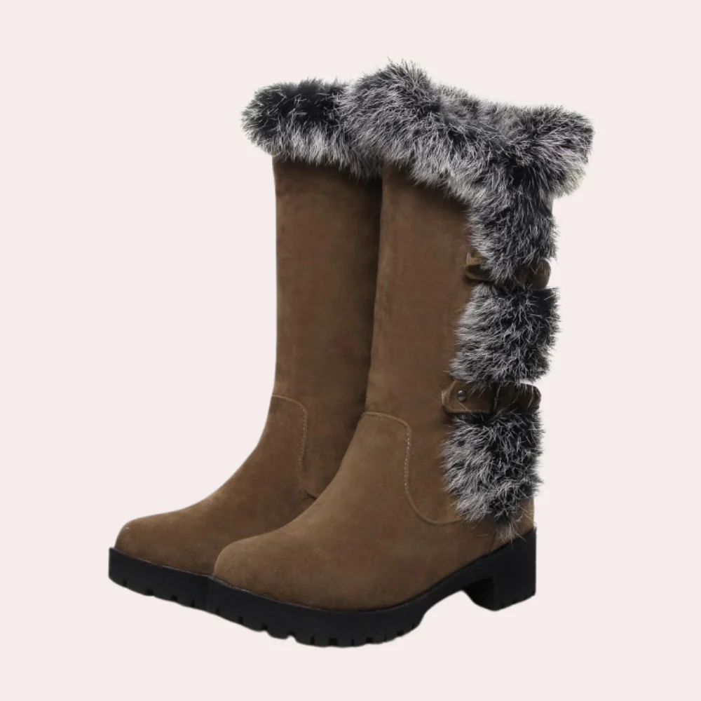 Lara - Damen Winterstiefel mit Fellbesatz und Absatz