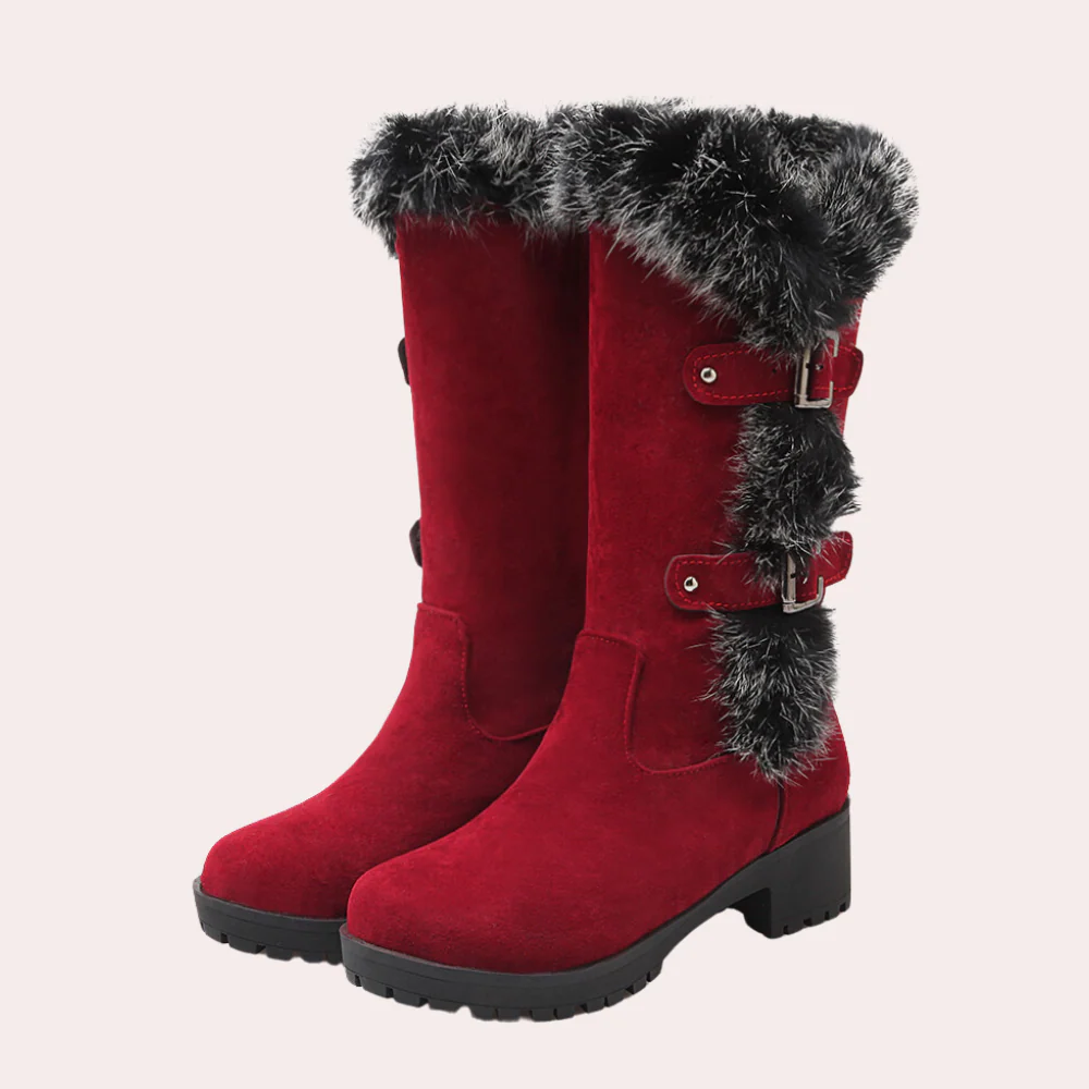 Lara - Damen Winterstiefel mit Fellbesatz und Absatz