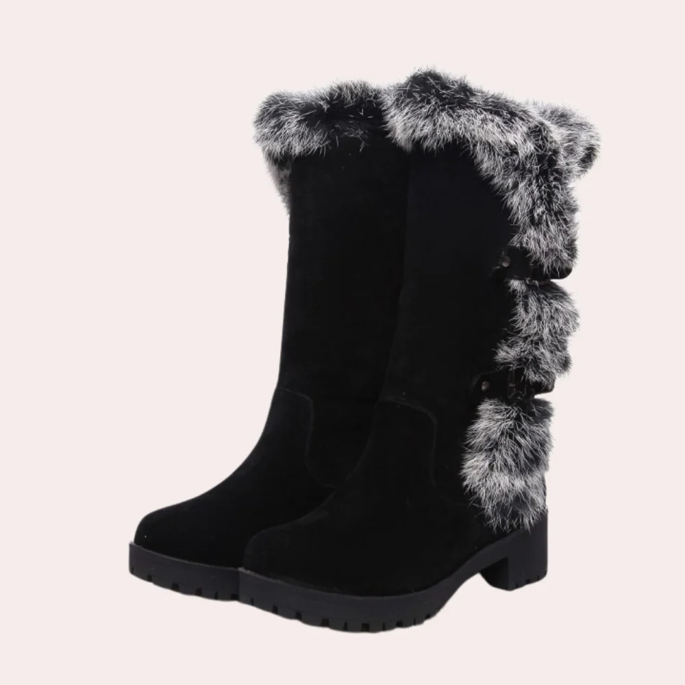 Lara - Damen Winterstiefel mit Fellbesatz und Absatz