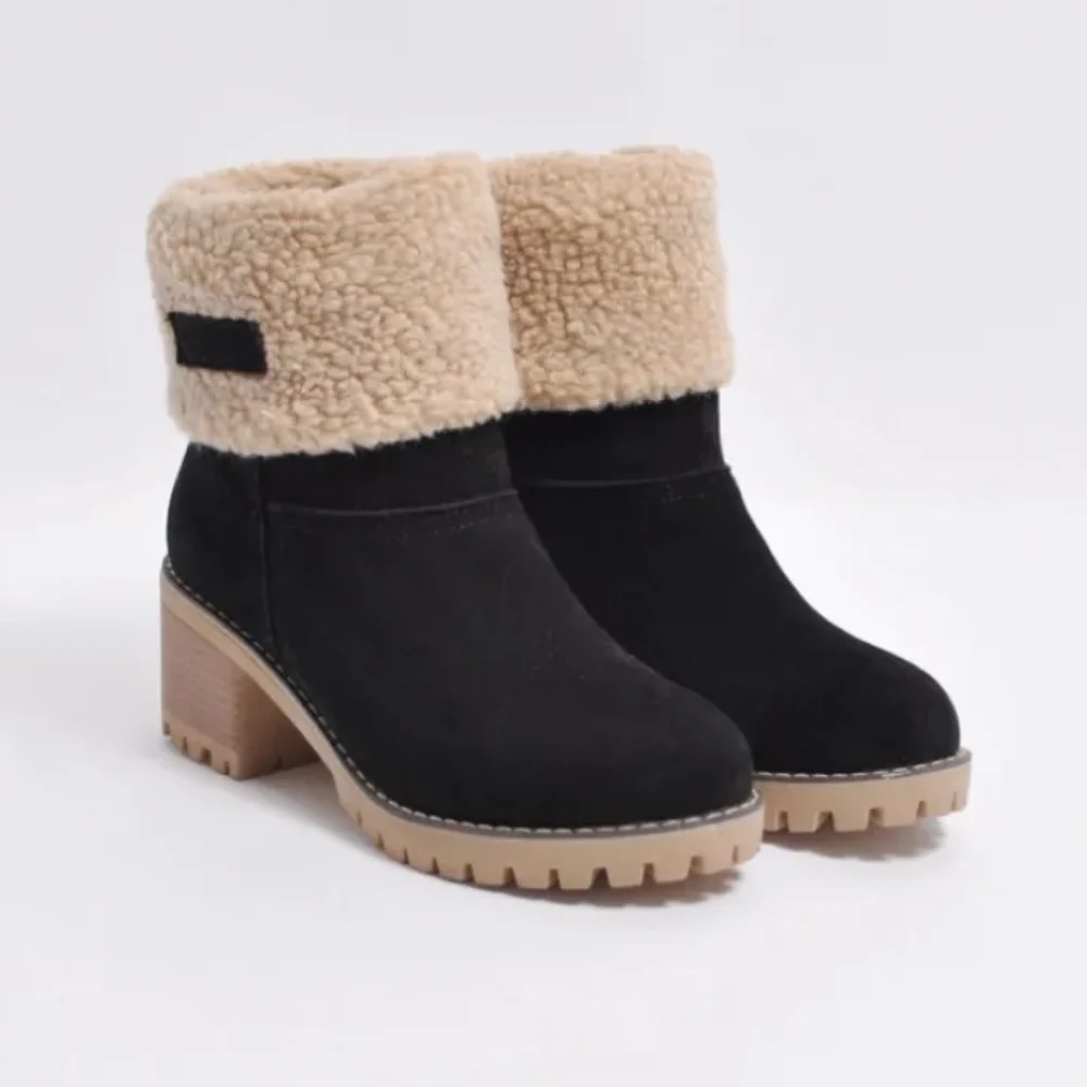 Lea - Damen Stiefeletten mit Fellfutter und Blockabsatz