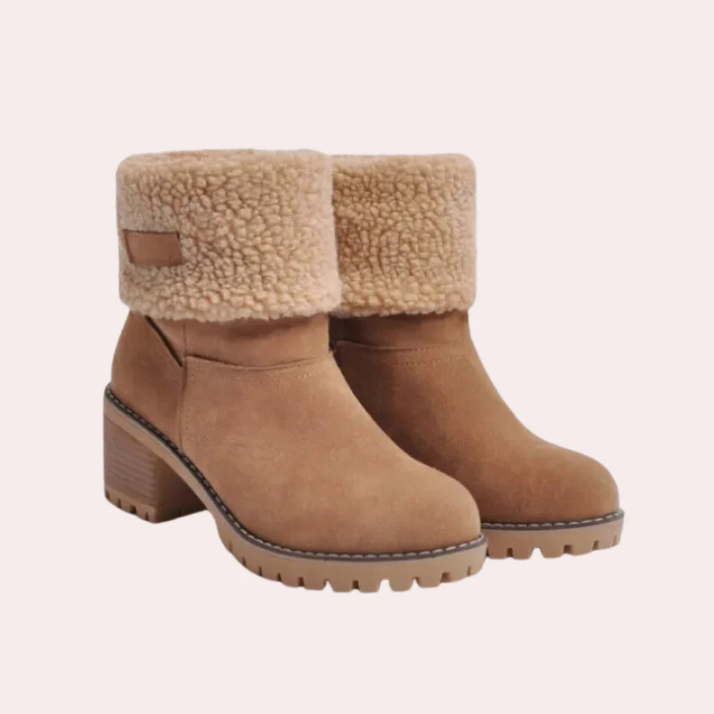 Lea - Damen Stiefeletten mit Fellfutter und Blockabsatz