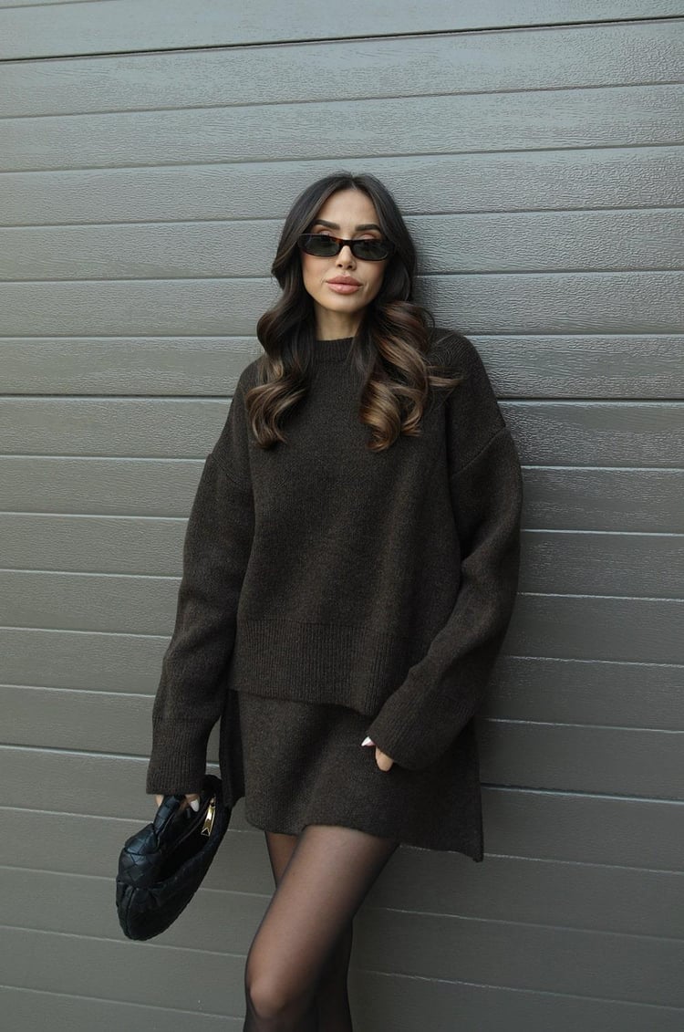 Isla – Elegantes Strickkleid mit Oversize Pullover Damen