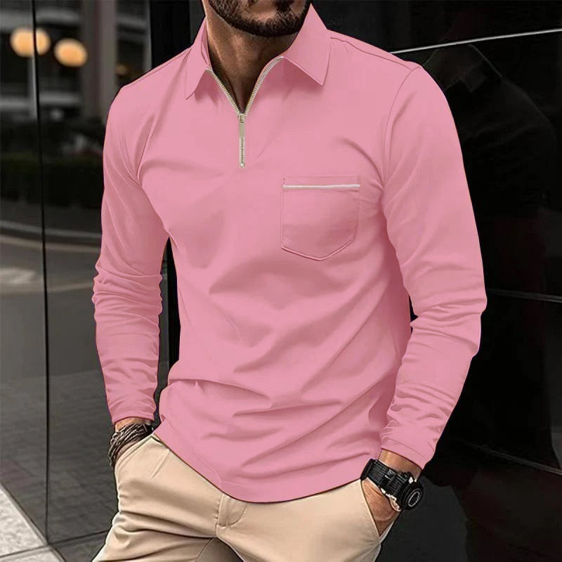 Luca – Herren Langarmshirt mit Reißverschlusskragen