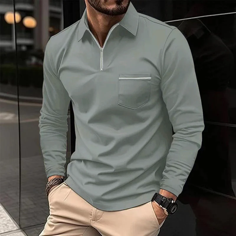 Luca – Herren Langarmshirt mit Reißverschlusskragen