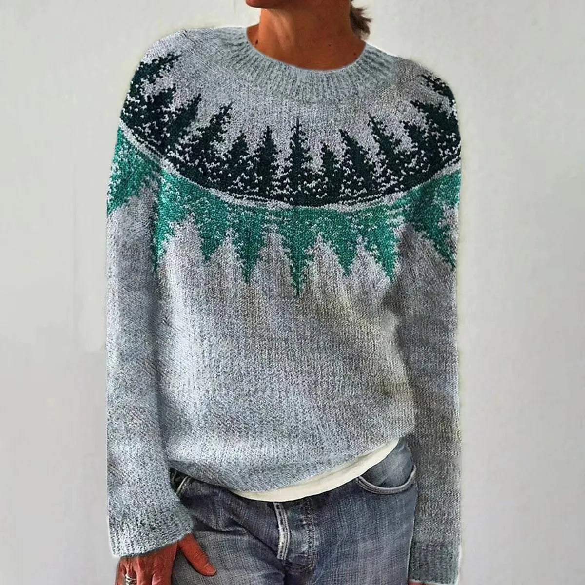 Ella – Bunter Strickpullover mit Rundhalsausschnitt Damen