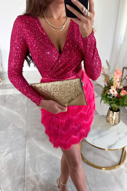 Marisa - Damen Cocktailkleid figurbetont mit V-Ausschnitt