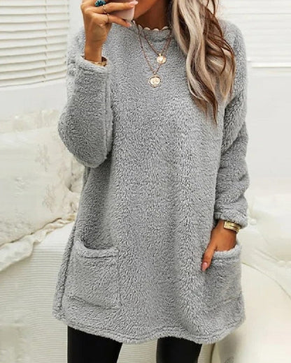 Sofia-Lou - Damenpullover mit Taschen und Rundhalsausschnitt