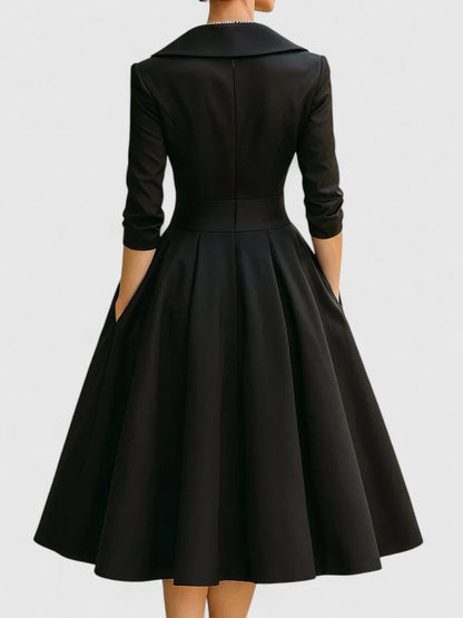 Ewelina – Elegantes Damen A-Linienkleid mit Wickelkragen