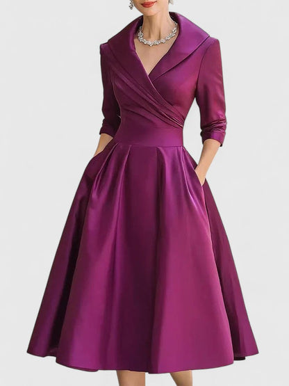 Ewelina – Elegantes Damen A-Linienkleid mit Wickelkragen