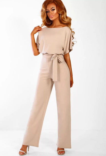 Soraya – Damen Jumpsuit mit Taillengürtel und weitem Bein