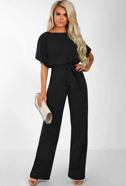 Soraya – Damen Jumpsuit mit Taillengürtel und weitem Bein
