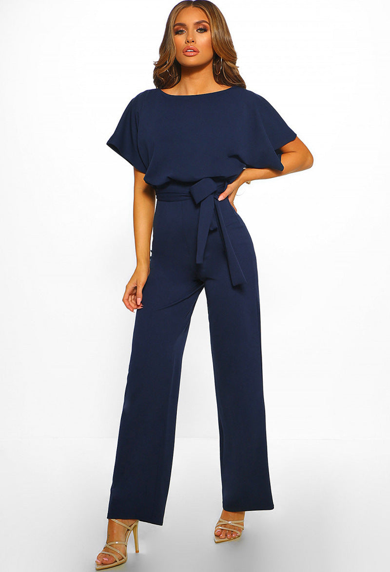 Soraya – Damen Jumpsuit mit Taillengürtel und weitem Bein