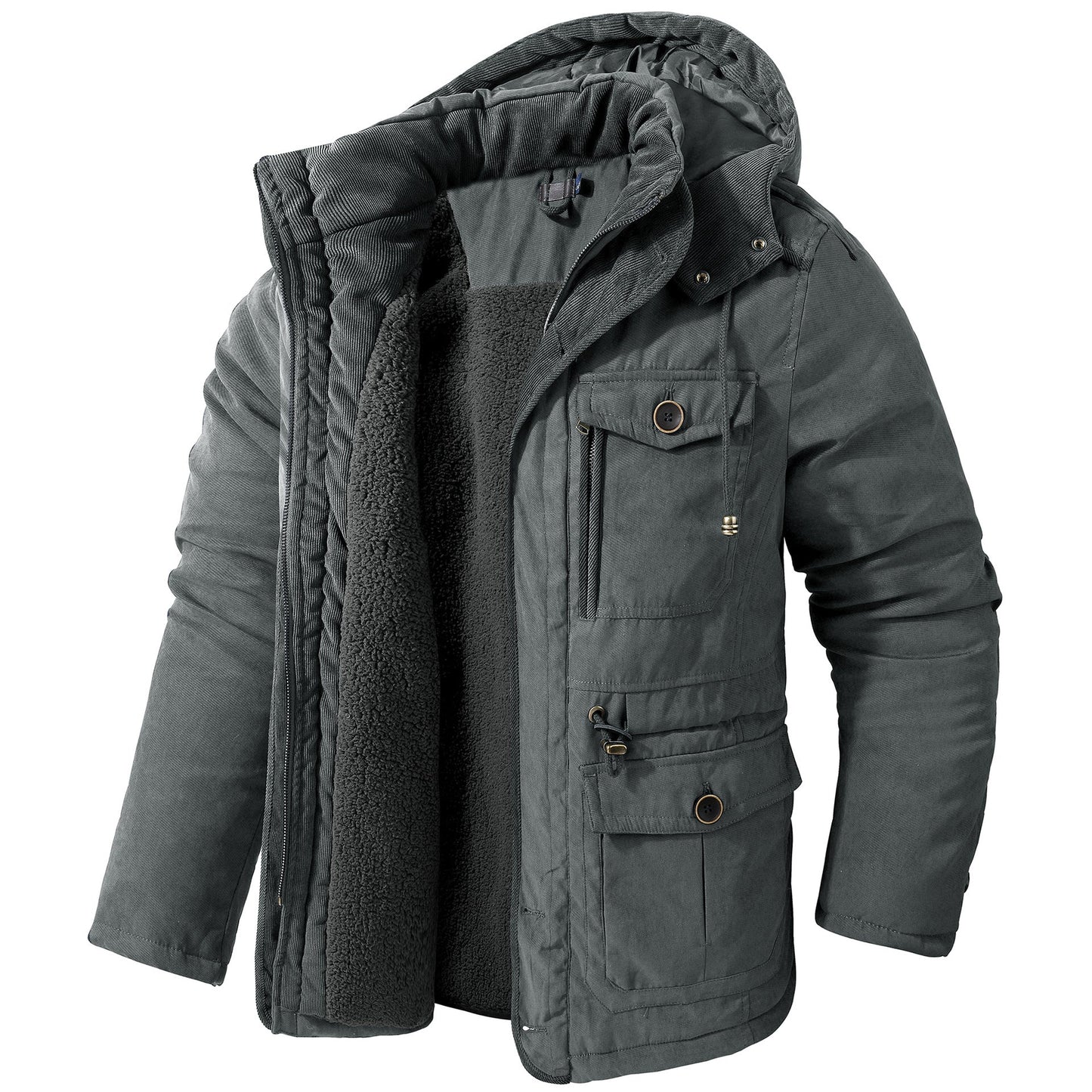 Dario – Herren Winterjacke mit Teddyfutter und Kapuze