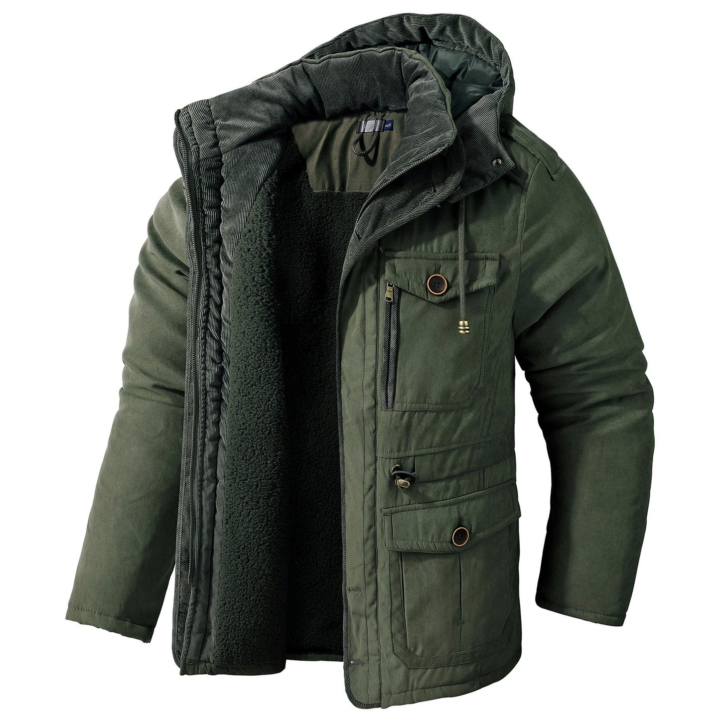 Dario – Herren Winterjacke mit Teddyfutter und Kapuze