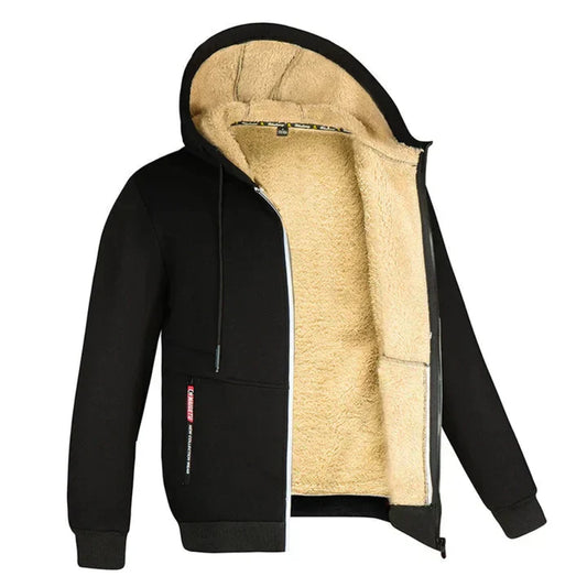 Lukas – Herren Fleecejacke mit Kapuze und Teddy-Innenfutter