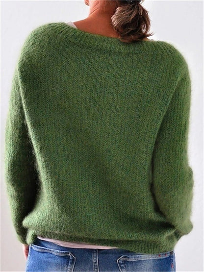 Livia - Damen  Kaschmir Strickpullover aus Flauschgarn langarm Winter