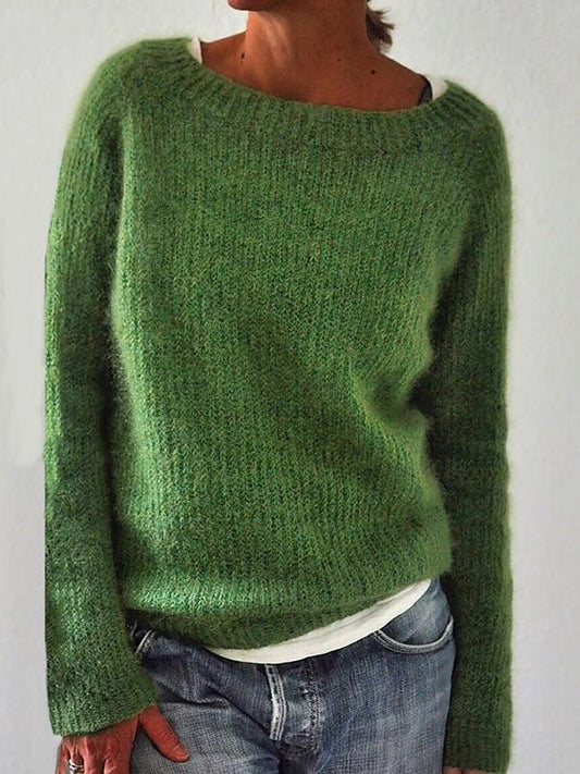 Livia - Damen  Kaschmir Strickpullover aus Flauschgarn langarm Winter
