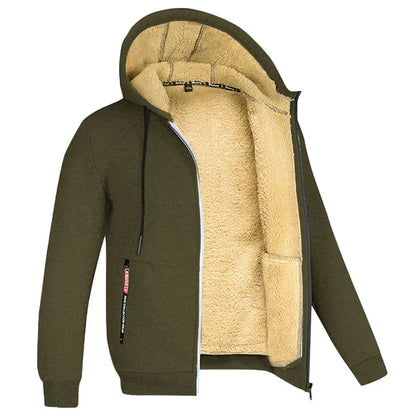 Lukas – Herren Fleecejacke mit Kapuze und Teddy-Innenfutter
