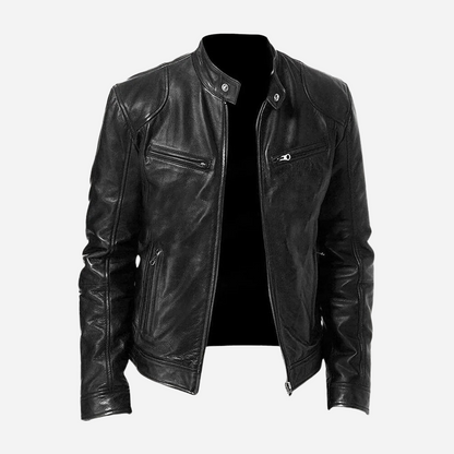 Diego - Herren Lederjacke im Biker-Stil mit Stehkragen