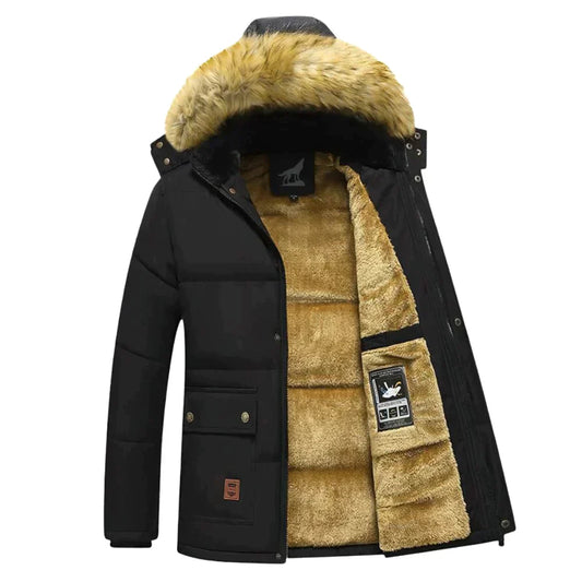 Markus – Herren Winterjacke mit Fellkapuze und Warmfutter