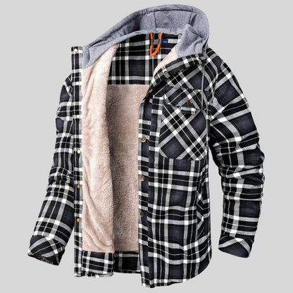 Tom – Herren Flanelljacke mit Kapuze und Fleece-Innenfutter