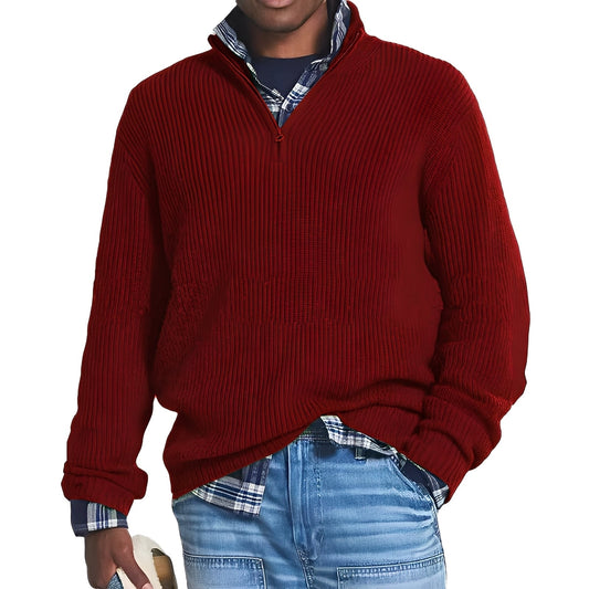 David - Herren Strickpullover mit halbem Reißverschluss