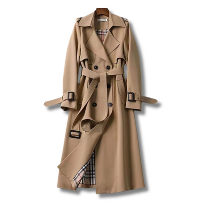 Valentina - Damen wollen Trenchcoat mit Bindegürtel und Doppelreiher