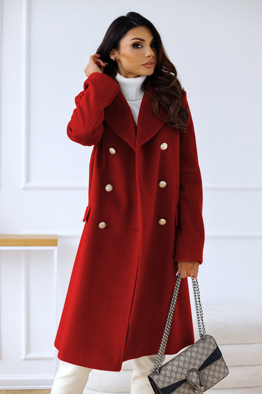 Alessia - Damen Wolle Wintermantel lang elegant klassisch  warm