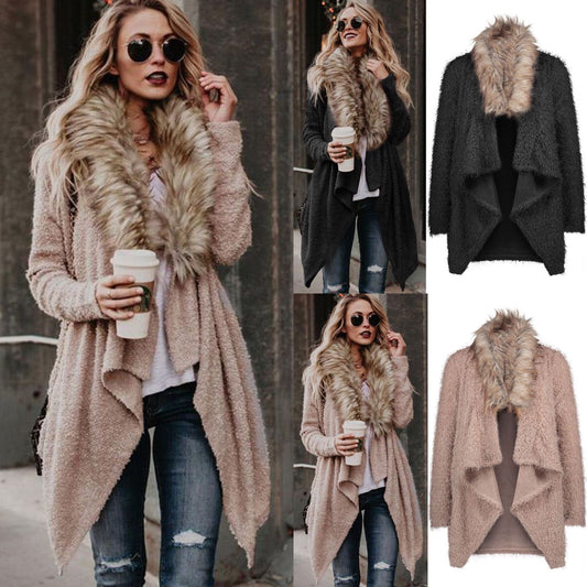 Elise – Damen Teddyjacke mit Kunstpelzkragen