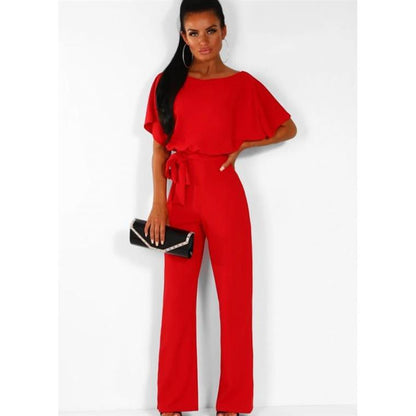 Soraya – Damen Jumpsuit mit Taillengürtel und weitem Bein