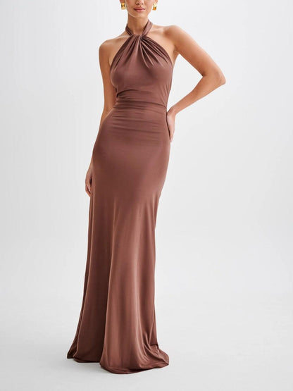 Lena – Elegantes Neckholder-Maxikleid für Damen
