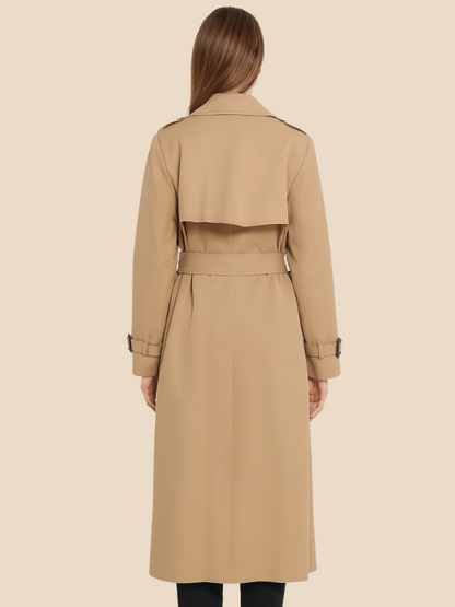 Amalia - Damen Trenchcoat mit Bindegürtel und Doppelknopfleiste